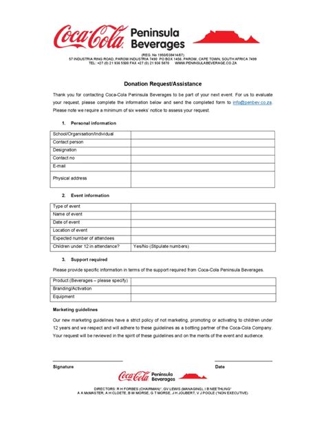 coca-cola donations request form|What type of grants or requests does Coca.